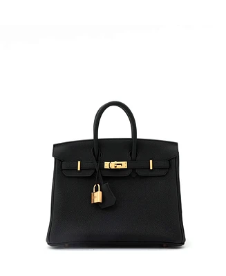 Pre-Owned Hermes Birkin 25 Handbag Black Togo with Rose Gold Hardware