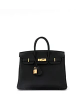 Pre-Owned Hermes Birkin 25 Handbag Black Togo with Rose Gold Hardware