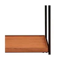Modern Square End Table with Open Shelf – Metal Frame & Wood Top
