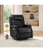 Rosa Genuine Leather Swivel Rocker Power Recliner with Usb Port