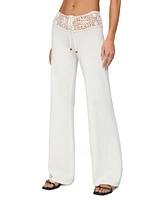 Edikted Women's Kirsty Crochet Waist Knit Pants
