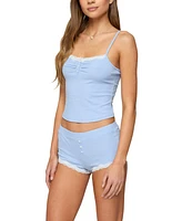 Edikted Women's Olena Lacey Henley Tank Top