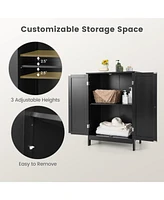 2-Door Free-Standing Bathroom Cabinet with Shelf