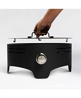 15 Inch Propane Tabletop Fire Pit with Lid as Lockable Handle for Portable Camping
