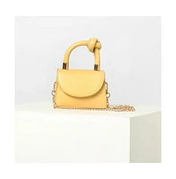 Women's Solid Yellow Handbag With A Flap