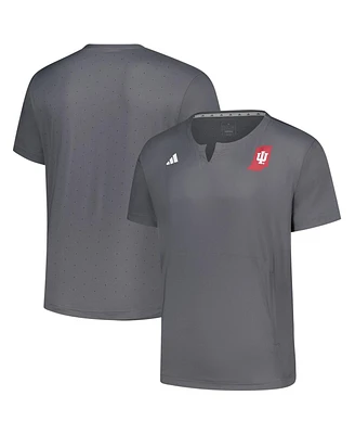 Adidas Men's Gray Indiana Hoosiers Dugout Coaches Adizero Notch Neck Pullover T-Shirt
