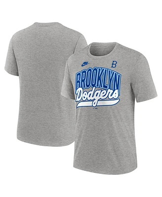 Nike Men's Heather Gray Brooklyn Dodgers Cooperstown Collection Retro Tri-Blend T-Shirt
