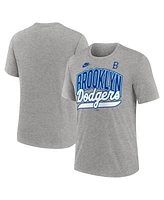 Nike Men's Heather Gray Brooklyn Dodgers Cooperstown Collection Retro Tri-Blend T-Shirt