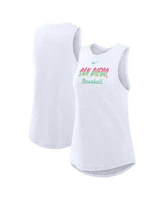 Nike Women's White San Diego Padres City Connect Tricode High Neck Performance Tank Top