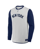 Fanatics Men's Gray/Navy New York Yankees Clubhouse Long Sleeve Henley Shirt