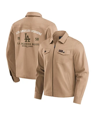 Darius Rucker Collection by Fanatics Men's Tan Los Angeles Dodgers Distressed Washed Full-Zip Jacket