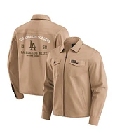 Darius Rucker Collection by Fanatics Men's Tan Los Angeles Dodgers Distressed Washed Full-Zip Jacket