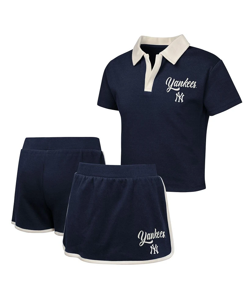 Outerstuff Big Girls 2-Piece Navy New York Yankees Base Trainer Johnny Polo and Skort Set