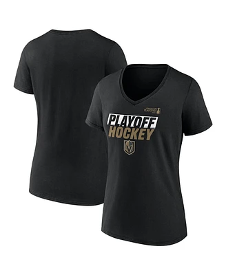 Fanatics Women's Black Vegas Golden Knights 2025 Stanley Cup Playoffs Breakout V-Neck T-Shirt