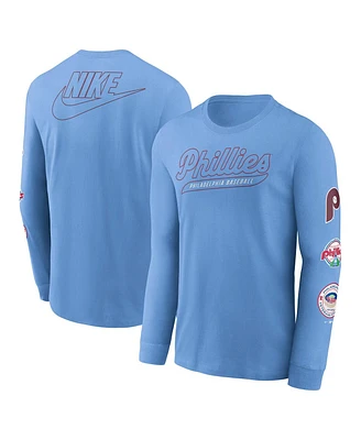 Nike Men's Light Blue Philadelphia Phillies Cooperstown Collection Knockout Long Sleeve T-Shirt