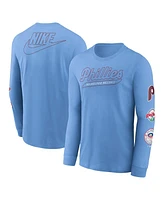 Nike Men's Light Blue Philadelphia Phillies Cooperstown Collection Knockout Long Sleeve T-Shirt