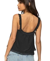 Edikted Women's Ruffle Mesh Babydoll Tank Top