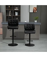 Adjustable Bar Stools Set of 2 with Swivel Seat Tufted Cushions and Metal Footrest for Home Bar Kitchen Island or Counter Height Seating-The Pop Home