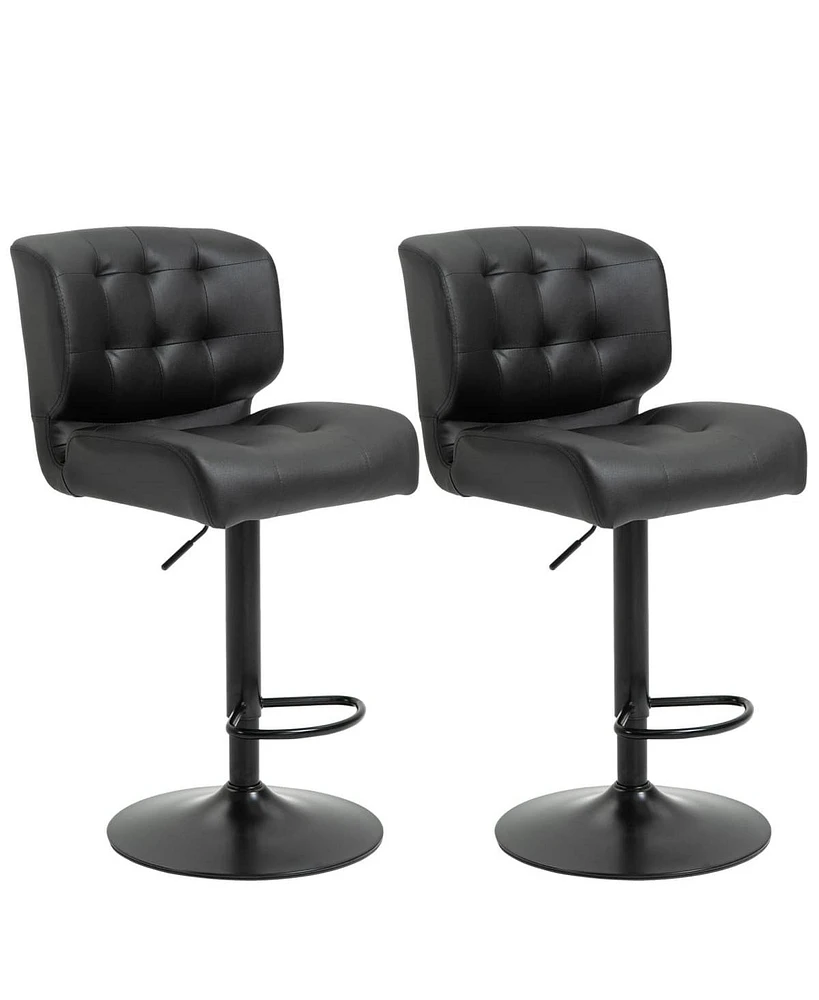 Adjustable Bar Stools Set of 2 with Swivel Seat Tufted Cushions and Metal Footrest for Home Bar Kitchen Island or Counter Height Seating-The Pop Home