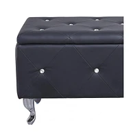 Rectangular Faux Leather Ottoman Bench with Lift-Top Storage