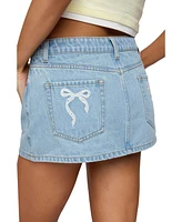 Edikted Women's Eyelet Bows Denim Mini Skirt