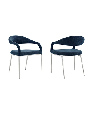 Modern Open Back Upholstered Dining Arm Chairs – Set of 2