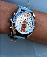 Abingdon Co. Women's Jordan Chronograph Multifunctional Gulfhawk Blue Leather Strap Watch, 40mm