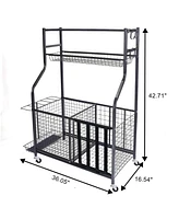 Mythinglogic Sports Organizers Rack with Wheels for Garage, Large Capacity Sports Equipment Storage Rack