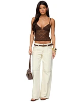 Edikted Women's Sheer Lace Cut Out Tank Top