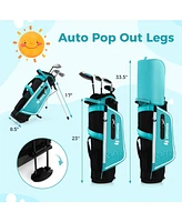 Junior Complete Golf Club Set Right Hand with Rain Hood for Kids-Blue