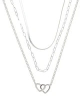 Unwritten Cubic Zirconia Interlocking Heart Layered Necklace Set