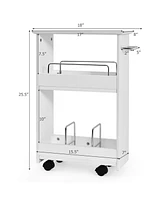 Slim Rolling 3-Tier Bathroom Mobile Shelving Cabinet wih Handle