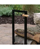 30-Inch Firewood Log Rack - Small Fireplace or Fire Pit Wood Storage Holder - Bronze