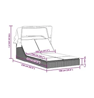 Double Sun Lounger with Canopy and Cushions Poly Rattan