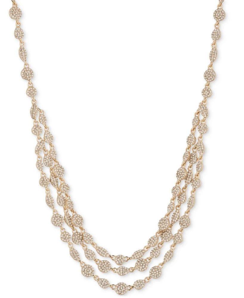 Givenchy Gold-Tone Pave Cluster Layered Collar Necklace, 16" + 3" extender