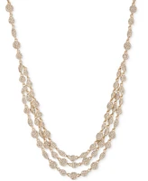 Givenchy Gold-Tone Pave Cluster Layered Collar Necklace, 16" + 3" extender