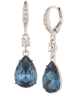 Givenchy Silver-Tone Pear-Shape Color Crystal Drop Earrings