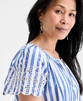 Style & Co Women's Cotton Eyelet Flutter-Sleeve Top, Exclusively at Macy's