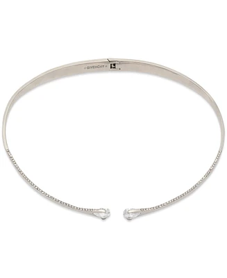 Givenchy Silver-Tone Pave & Pear-Shape Cubic Zirconia 16" Structured Collar Necklace