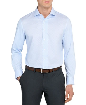 Michelsons Of London Men's Geometric Hybrid Slim Fit Easy Care Long Sleeve Shirt