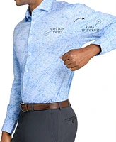 Michelsons Of London Men's Floral Print Hybrid Slim Fit Easy Care Long Sleeve Shirt