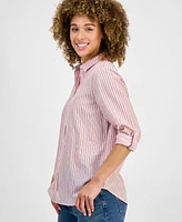 Nautica Jeans Women's Striped Cotton Button-Front Shirt