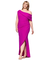 Betsy & Adam Plus Asymmetric High-Low Gown