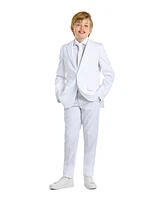 OppoSuits Teen Boys White Knight Slim Fit Solid Suit Including Blazer, Pants and Clip-On-Tie