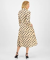 julia jordan Women's Dot-Print Tie-Waist Shirtdress