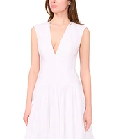 Parker The Abria Cotton Plunging-Neck Drop-Waist Midi Dress