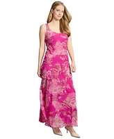 Jones New York Women's Printed Sleeveless Tiered Chiffon Dress
