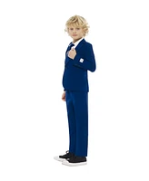OppoSuits Boys Navy Royale Solid Slim Fit Suit Including Blazer, Pants and Clip-On-Tie