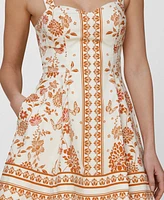 Avec Les Filles Women's Floral-Print Bustier Mini Dress