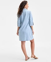 Style & Co Women's Popover 3/4 Sleeve Denim Dress, Exclusively at Macy's